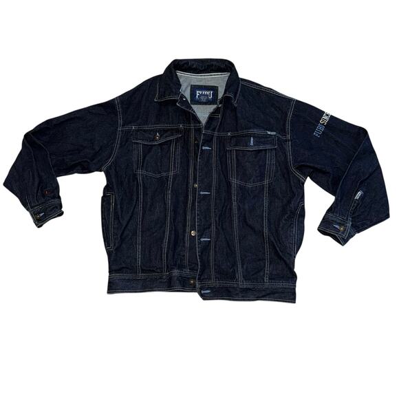 Fubu Vintage 1990’s Men’s Blue Denim Trucker Jean Jacket Size XL - Picture 1 of 15